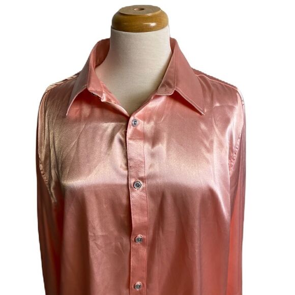 #512 REGINE CHEVALLIER C. Rose Tendre Satin Blouse - Picture 5 of 8